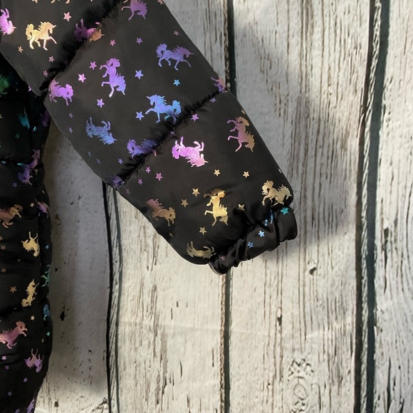 Real Love Iridescent Unicorn Fleece Lined Hooded Puffer Jacket Girls 24mo Coat - Picture 4 of 7